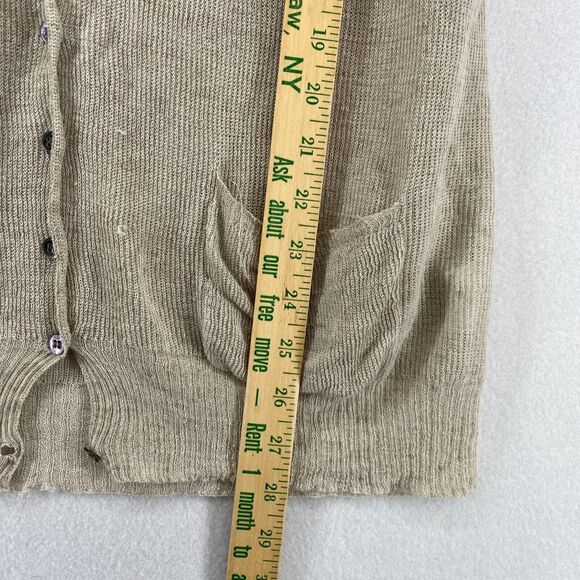 EILEEN FISHER Sweater Small Linen Cardigan Vest Button Front Sleeveless Beige - Picture 10 of 14